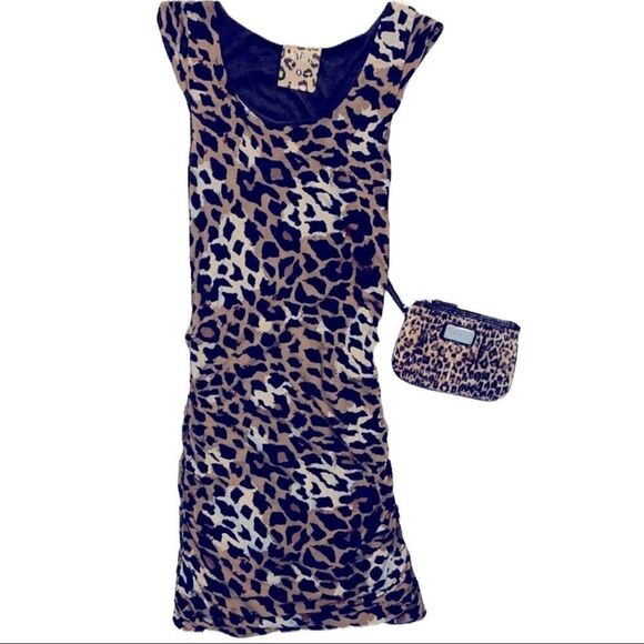 Jetset Leopard Cocktail Dress Medium (M) paired with Nine West Wristlet - Picture 1 of 8